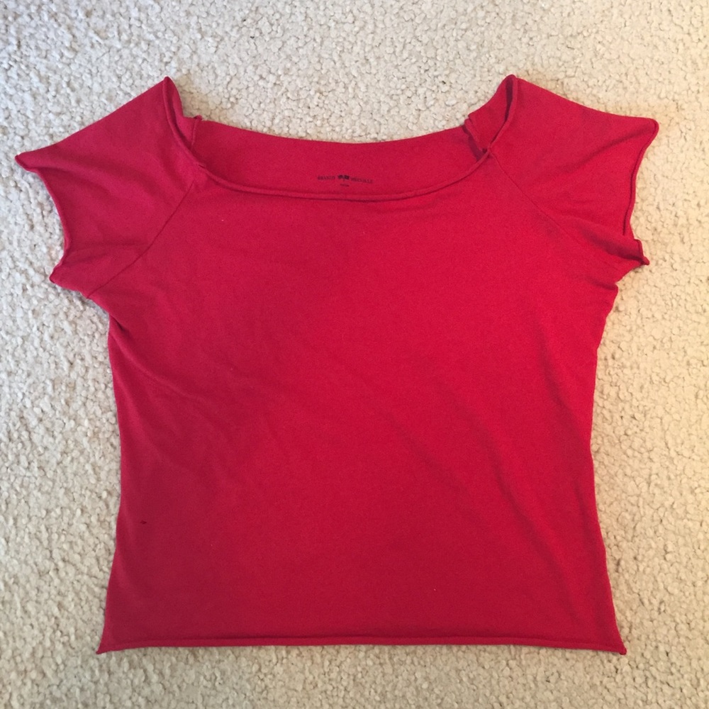 Brandy Melville Red Cropped Off The Shoulder Top